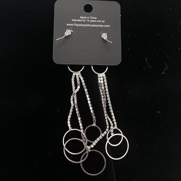 Paparazzi Fashion Jewelry Demurely Dazzling White Hook Earrings - Picture 3 of 3